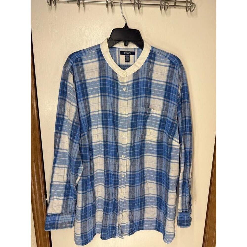 Chaps Blouse Women’s plus 2xl cotton linen classic breezy casual